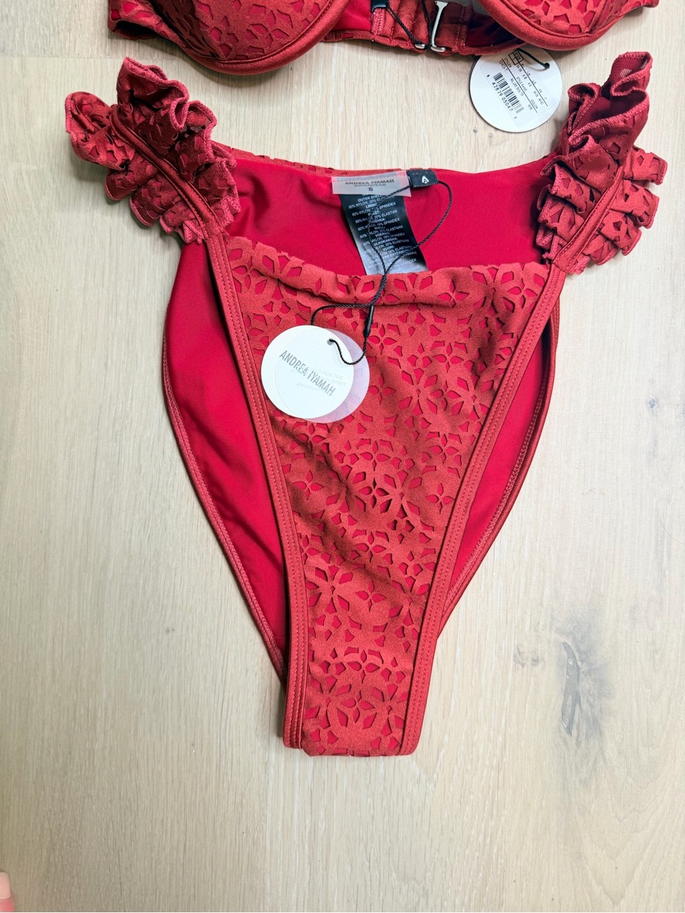 NWT ✨ Andrea Iyamah Wine ‘Mulan Bikini’ Resortwear Swimsuit Size Small - Picture 2 of 8